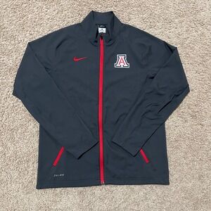 Arizona Wildcats Track Jacket Mens Medium Gray Nike Windbreaker Full Zip NCAA